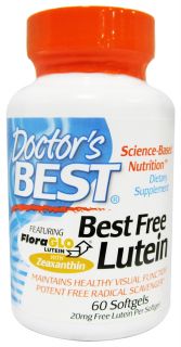 Doctors Best   Best Free Lutein featuring FloraGLO 20 mg.   60 Softgels Formerly FloraGlo Free Lutein with Zeaxanthin