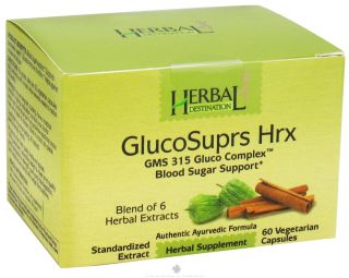 Herbal Destination   GlucoSuprs Hrx GMS 315 Gluco Complex 890 mg.   60 Vegetarian Capsules