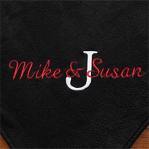 Personalized Black Fleece Blanket   Name & Monogram
