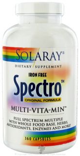 Solaray   Original Formula Spectro Multi Vita Min Iron Free   360 Capsules