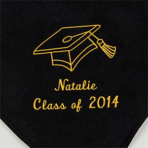 Personalized Graduation Fleece Throw Blankets   Black
