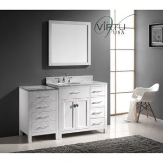 Virtu USA 57 Caroline Parkway Single Bathroom Vanity with Italian Carrara White