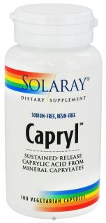 Solaray   Capryl Sodium Free Resin Free   100 Vegetarian Capsules