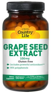 Country Life   Grape Seed Extract 100 mg.   50 Vegetarian Capsules