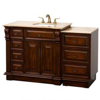 Nottingham 55 Traditional Single Bathroom Vanity with Drawers on Left   Antique