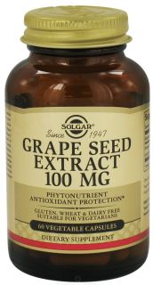 Solgar   Grape Seed Extract 100 mg.   60 Vegetarian Capsules