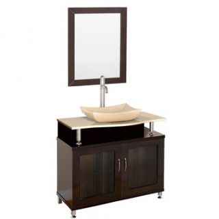 Accara 36 Bathroom Vanity   Doors Only   Espresso w/ Ivory Marble Counter
