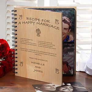 Personalized Wood Photo Album   Recipe For A Happy Marriage