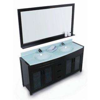 Design Element Waterfall 60 Double Sink Vanity Set   Espresso