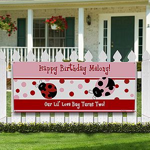 Personalized Birthday Party Banner   Ladybugs