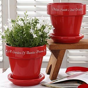 Personalized Flower Pots For Teachers   Red