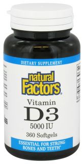 Natural Factors   Vitamin D3 5000 IU   360 Softgels