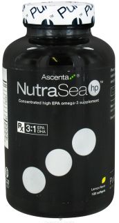 Ascenta Health   NutraSea Hp Concentrated High EPA Omega 3 Supplement Lemon Flavor   120 Softgels