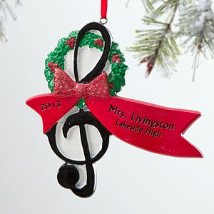 Personalized Christmas Ornaments for Musicians   Treble Clef
