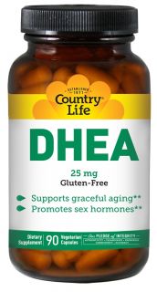 Country Life   DHEA Dehydroepiandrosterone 25 mg.   90 Vegetarian Capsules Formerly Biochem