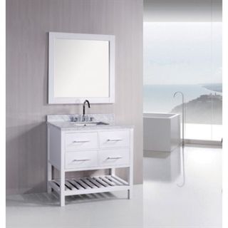 Design Element London 36 Bathroom Vanity with Open Bottom   Pearl White