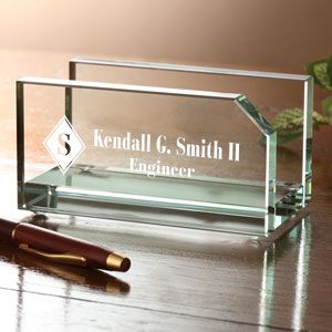 Personalized Executive Glass Business Card Holder