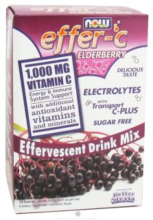 NOW Foods   Effer C Effervescent Drink Mix Elderberry   30 Packet(s)