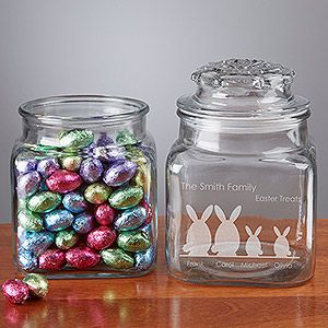 Personalized Easter Treat Jar   Easter Bunny Family