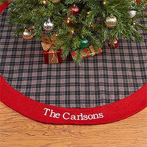 Personalized Christmas Tree Skirts   Northwoods Plaid