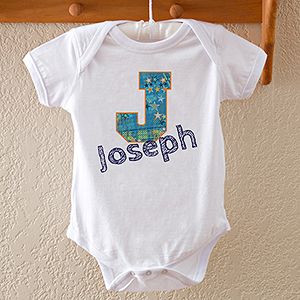 Personalized Baby Bodysuit for Boys   His Name & Initial