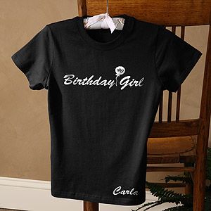 Custom Birthday T Shirts   Birthday Girl Design in Black