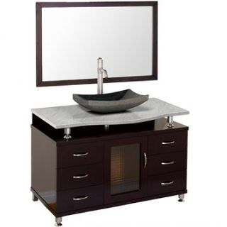 Accara 48 Bathroom Vanity with Drawers   Espresso w/ White Carrera Marble Count