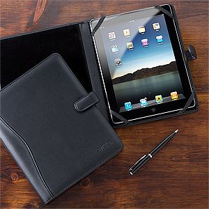 Personalized Leather iPad Case   Black