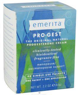 Emerita   Pro Gest Original Natural Progestrone Cream 48 Packets Fragrance Free   2.2 oz.