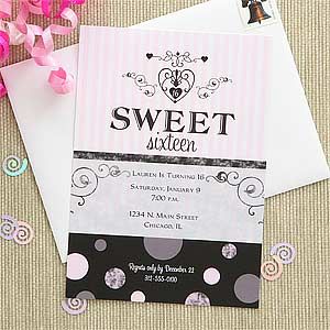 Sweet Sixteen Personalized Birthday Party Invitations
