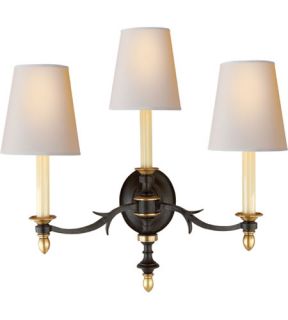 Thomas Obrien Chandler 3 Light Wall Sconces in Blackened Rust With Antique Brass TOB2112BR/HAB NP