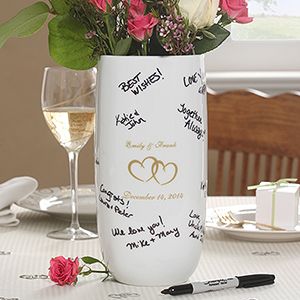Personalized Signature Wedding Vase   Joined Hearts