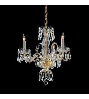 Traditional Crystal 3 Light Mini Chandeliers in Polished Brass 5044 PB CL SAQ