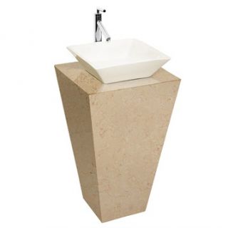 Esprit Bathroom Pedestal Vanity in Crema Marfil Marble