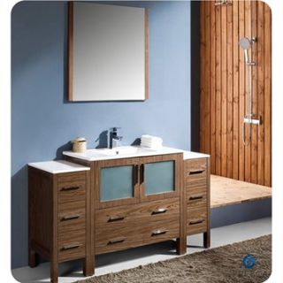 Fresca Torino 60 Walnut Brown Modern Bathroom Vanity with 2 Side Cabinets & Int