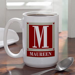 Personalized Large Coffee Mugs with Monogram   Letter Perfect