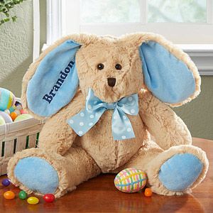 Personalized Stuffed Easter Bunny   Blue