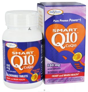Enzymatic Therapy   SMART Q10 CoQ10 Orange Cream Flavor 100 mg.   30 Chewable Tablets