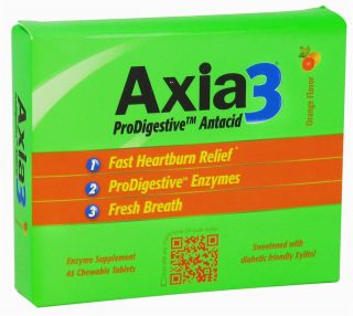 Axia3   ProDigestive Antacid Fast Heartburn Relief Orange Flavor   45 Chewable Tablets