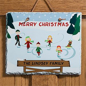 Personalized Christmas Wall Plaque   Ice Skating Family
