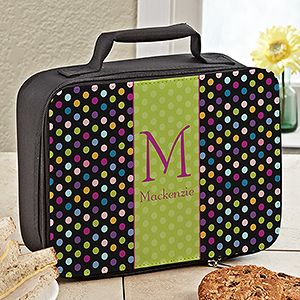 Personalized Girls Lunch Bag   Polka Dots