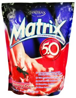 Syntrax   Matrix 5.0 Sustained Release Protein Blend Strawberry Cream   5 lbs.