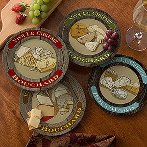 Personalized Stoneware Cheese Plates   Set of 4
