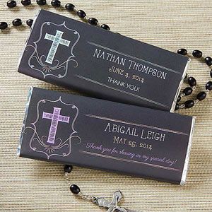 Personalized Candy Bar Wrappers   First Communion Favors   Blessed Day