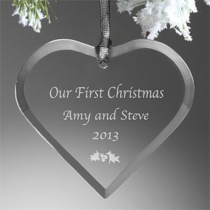 Personalized Christmas Ornaments   Glass Heart