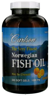 Carlson Labs   The Very Finest Norwegian Fish Oil Orange Flavor 1000 mg.   240 Softgels