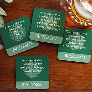 Famous Irish Quotes Personalized Drink Coaster Set