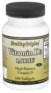 Healthy Origins   Vitamin D3 1000 IU   180 Softgels