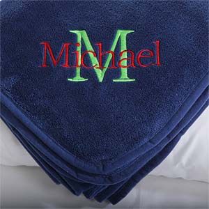 Kids Personalized Navy Blue Fleece Blanket   All About Me