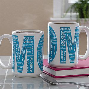 Large Personalized Coffee Mugs for Her   Repeating Names